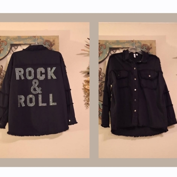 Elan Black Jacket with Rock & Roll Design. NWOT Size Small ( Runs very large) - Picture 4 of 14